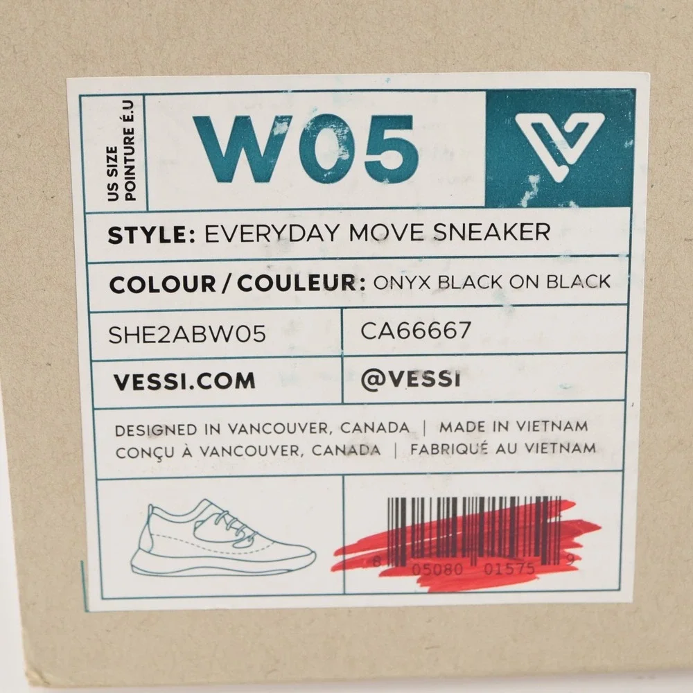 Vessi Womens Everyday Move Sneaker Size 5 Waterproof Black Lace Up Comfort Shoes